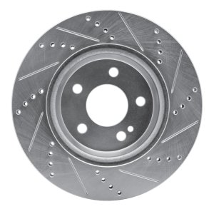Mercedes-Benz C300 Brake Rotor (1) - Rear Left - R1 Concepts - Drilled & Slotted - Silver - `15-`23